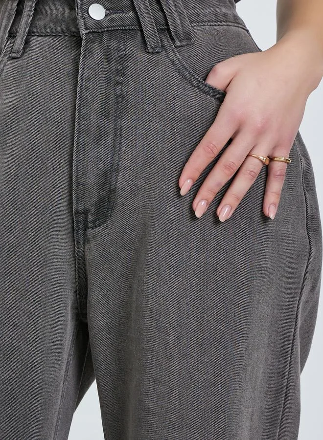 Styli Women Stone Wash Wide Leg Jeans